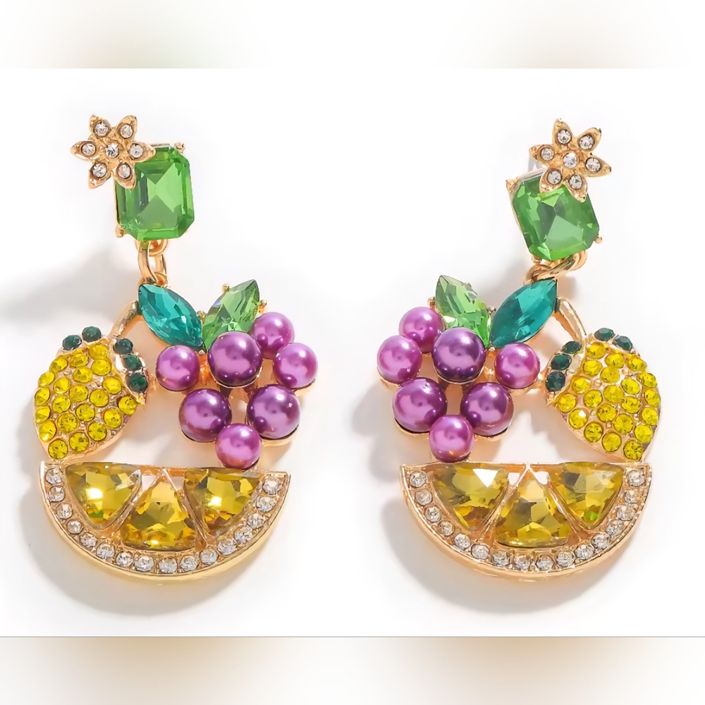 Colorful Fruit-Inspired Crystal Earrings